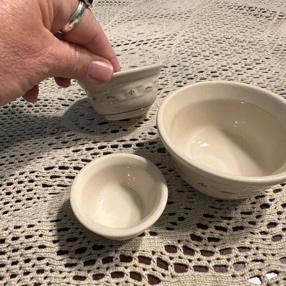 Longaberger Miniature Mixing Bowl Set Collectors Club White/blue - Picture 5 of 8